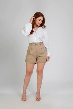 SHORTS MOM LINHO CAQUI ALFAIATARIA na internet