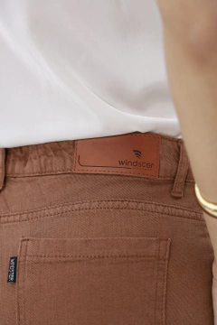 Imagem do CALÇA RETA LINHO MARROM ALFAIATARIA