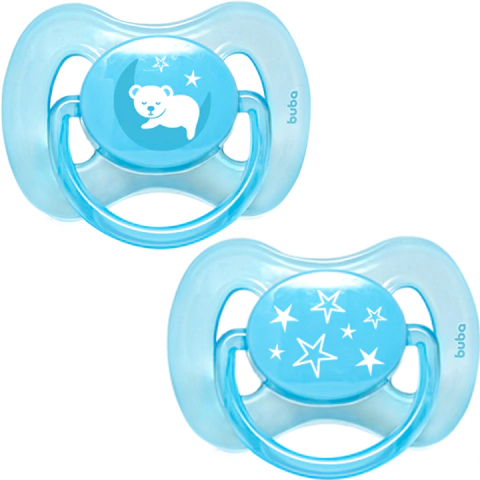 Kit 2 chupetas Comfort Ursinho e Estrela Azul Tam. 2 (+6 meses) Buba