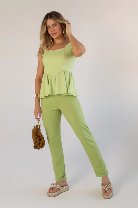 Calça De Linho Reta: Cintura Alta com Linho Misto