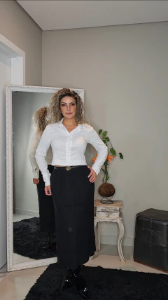 Imagem do Saia midi tricot com cinto - preta