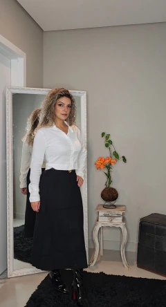 Saia midi tricot com cinto - preta na internet