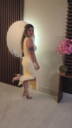 Vestido Tricot Botões Fendas Ketlen Amarelo
