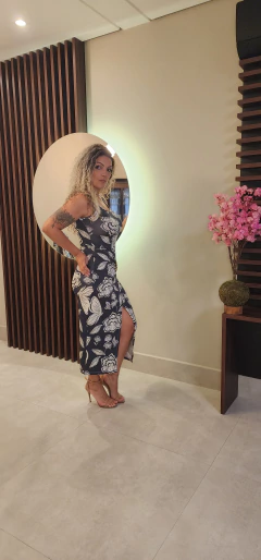 Vestido Fivela e Fenda Frontal Bela Preto - Telma Dantas Store