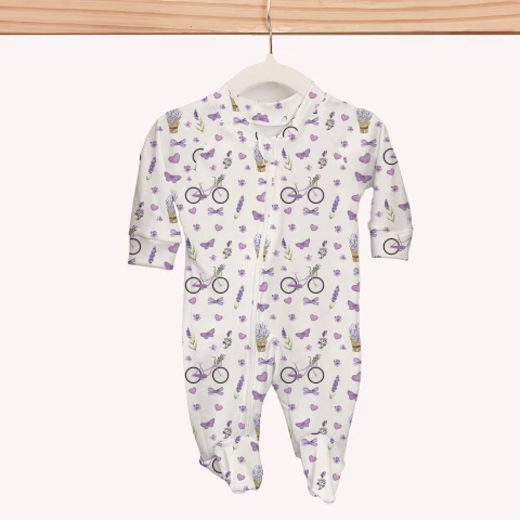 Macacão com Pezinho Algodão Egípcio | Lavanda | Nuvem Cotton - comprar online