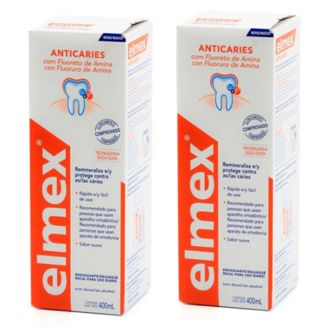 Kit Enxaguante Bucal Elmex Anticáries 400ML Com 2 Unidades