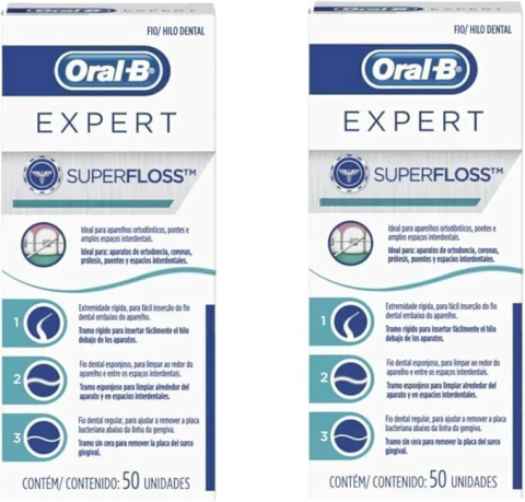 Kit Com 2 Fio Dental Super Floss Expert de 50un Cada