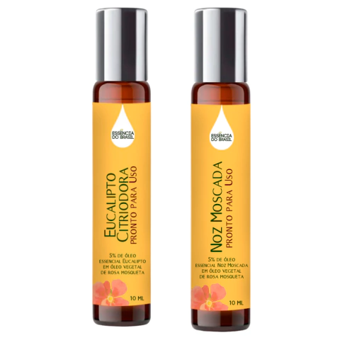 Óleos Essenciais Prontos Eucalipto, Noz-Moscada Roll On 10ml