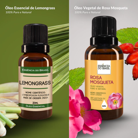 Kit Óleo Essen. Lemongrass 20ml + Vegetal Rosa Mosqueta 30ml
