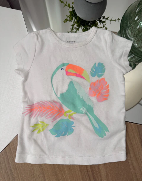 Blusa branca passarinho- Carter´s - 12 meses