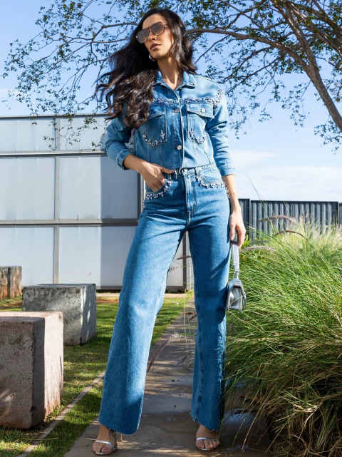 CALÇA JEANS BORDADA - comprar online