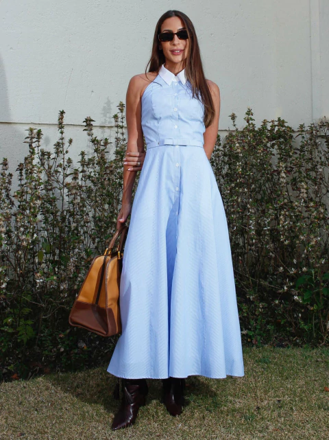 VESTIDO TRICOLINE LISTRADA FRENTE ÚNICA - comprar online