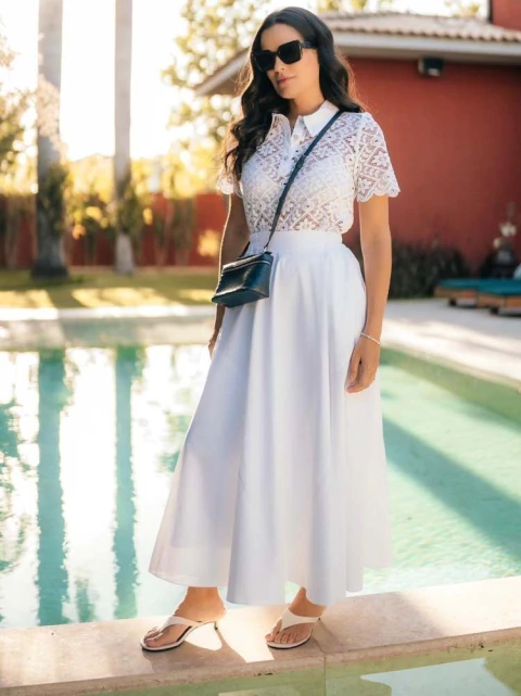 TRICOLINE SKIRT WITH PANELS - buy online