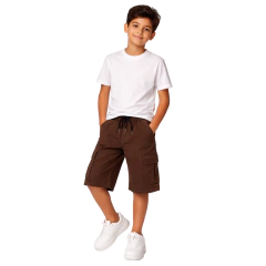 Bermuda Cargo Infantil Menino Sarja Com Elástico e Cordão 4 A 16 na internet
