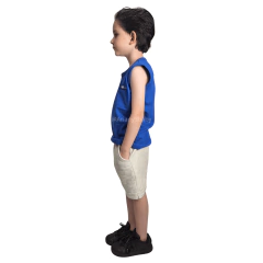 Regata Infantil Básica Azul Lisa Para Meninos Verão 100% Algodão 4 ao 14 Anos - loja online