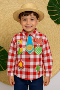 Camisa Xadrez Masculina Infantil Menino 04 ao 16 Anos Vermelha - comprar online