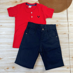 Conjunto Infantil Bermuda Preta + Camisa Gola Padre Menino Look Verão na internet