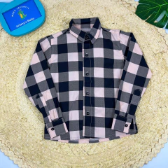 Camisa Xadrez Preta Masculina Infantil Menino 04 ao 16 Anos na internet