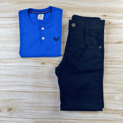 Conjunto Infantil Bermuda Preta + Camisa Gola Padre Menino Look Verão - loja online
