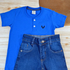 Conjunto Infantil Calça Jeans Escura + Camisa Gola Padre Menino Look Estiloso - comprar online