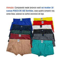Kit 10 Cueca Infantil Box Risca de Giz Juvenil Microfibra - comprar online