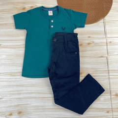 Conjunto Infantil Calça Slim Preta + Camisa Gola Padre Menino Look Estiloso na internet