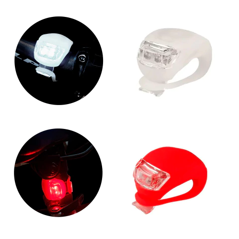 Pack De Luces Bicicleta Led Blanca + Roja Pilas Silicona - comprar online