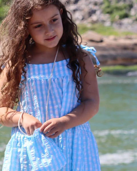 Vestido xadrez com bolsinha