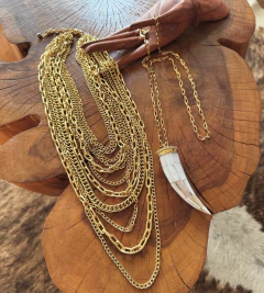 Correntaria Longa 11 Voltas Alumínio - Dourado - Bernadete Purger