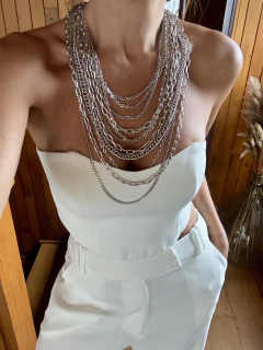 Correntaria Longa 11 Voltas Alumínio - Prata - comprar online