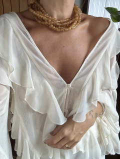 Colar Voltas Resina Âmbar Mel - Dourado na internet