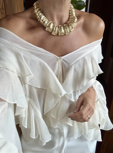 Colar Chapas Texturizado - Dourado - comprar online