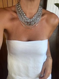 Correntaria Fecho Chifre Madrepérola - Prateado - Bernadete Purger