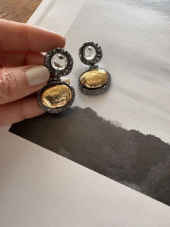 Brinco Articulado Cabochão Cravejado - comprar online