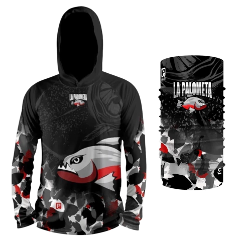 Remera + Cuello Payo Modelo La Palometa Bait Shop 2025 Negra - comprar online