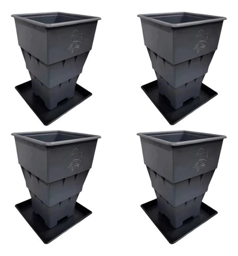 Combo 4 Macetas Roots House 3.75 L + Platos