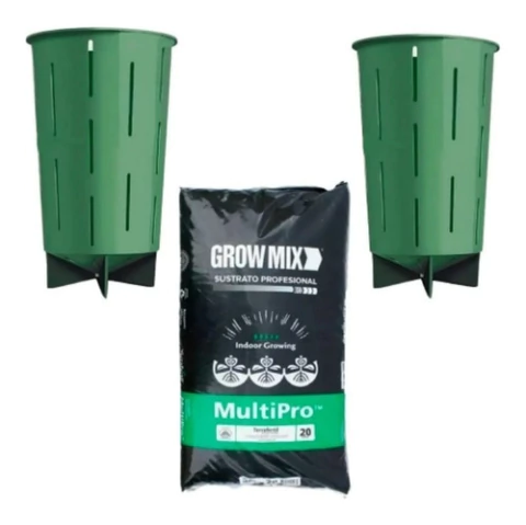 Sustrato Growmix 20 Litros + 2 Macetas Mad Rocket 10 Litros