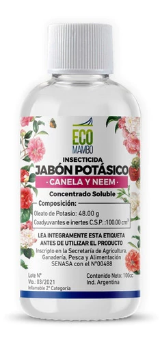 Jabon Potásico Canela Y Neem 100cc Ecomambo Insecticida