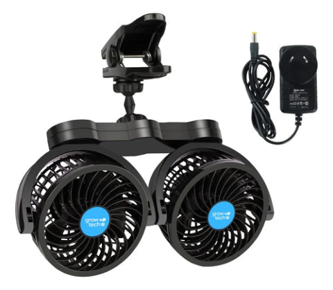 Ventilador Doble 4 Pulgadas Growtech Indoor Con Clip