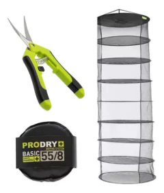 Kit Cosecha Malla Secado Prodry 8 Pisos 55cm + Tijera Curva