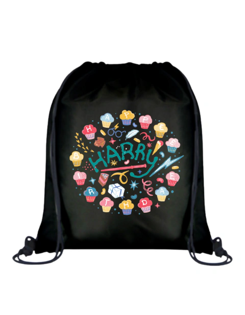 String Bag Harry Potter - Harry's Cupcakes - Preta
