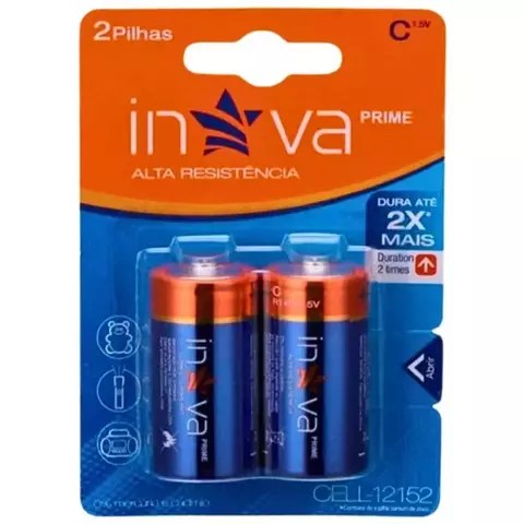 Cartela com 2 Pilhas Alcalinas C 1.5V - CELL-12152 - INOVA