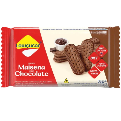 LOWCUCAR BISCOITO MAISENA CHOCOLATE ZERO 140G