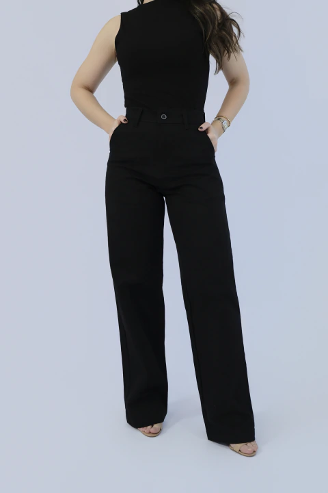 Calça Pantalona Sarja