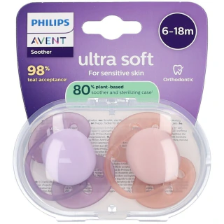 AVENT CHUPETE ULTRA SOFT DECO 0-6M ROSA/LILA x 2