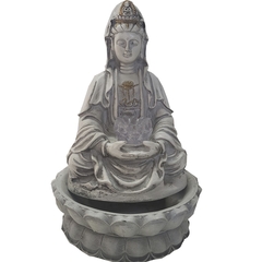 Fonte De Água Kuan Yin Flor Lótus Com Bola Giratória Led 01039