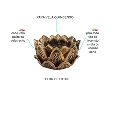 Incensário Castiçal Flor De Lótus Kit 2 unid 13044