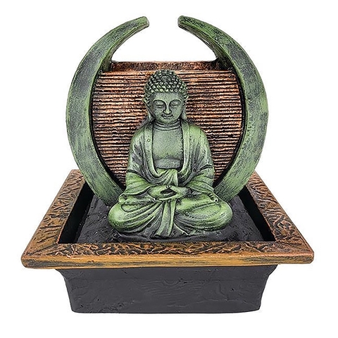 Fonte De Água Buda Meditando No Círculo Queda Parede 01126
