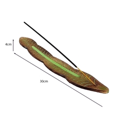Incensário Folha Entalhada Madeira 3626 - Fraternidade PAX