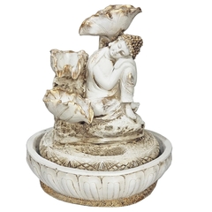 Fonte De Água Buda Sonhador Cascata Queda 3 Folhas 01094